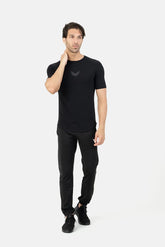 Curved Hem Basic Short Sleeve Training T-shirt - Black